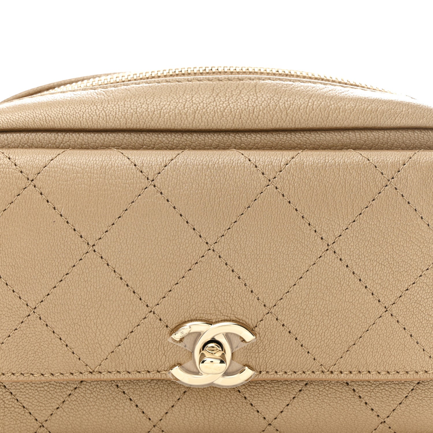 Chanel Metallic Calfskin Quilted Waist Bag Gold