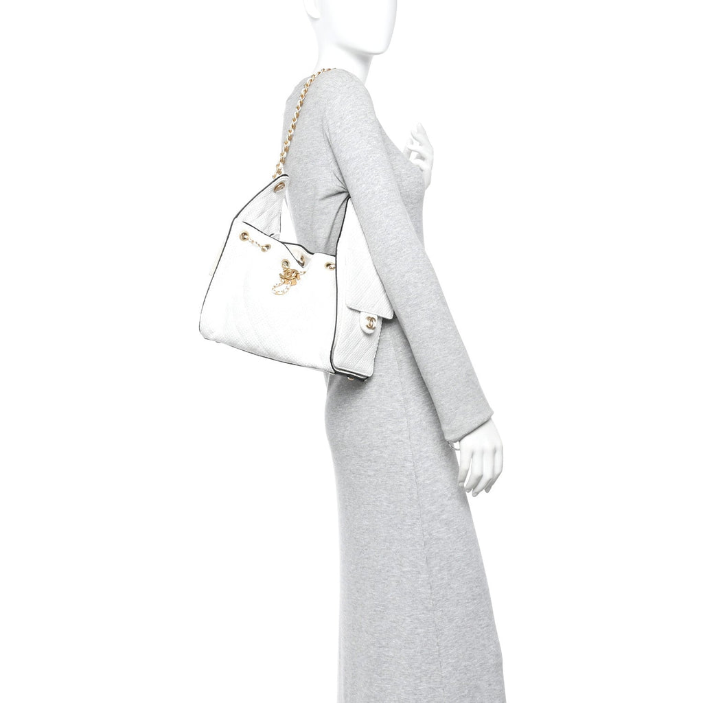 Chanel Braided Raffia Calfskin Quilted Small Chanel 25 Handbag White Black