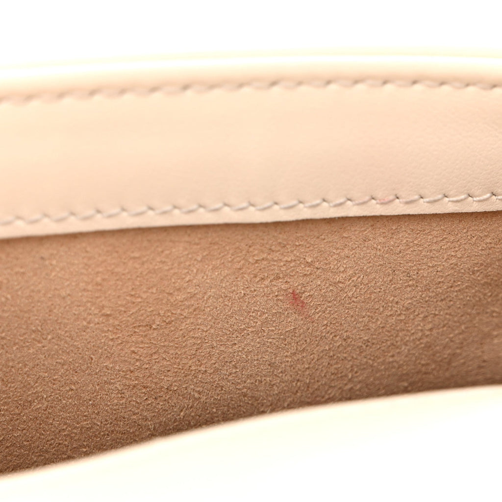 Gucci Calfskin Matelasse Mini GG Marmont Top Handle Shoulder Bag White