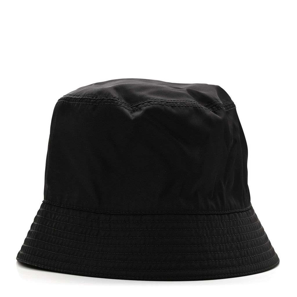 Prada Re-Nylon Metal Triangle Logo Womens Bucket Hat M Black