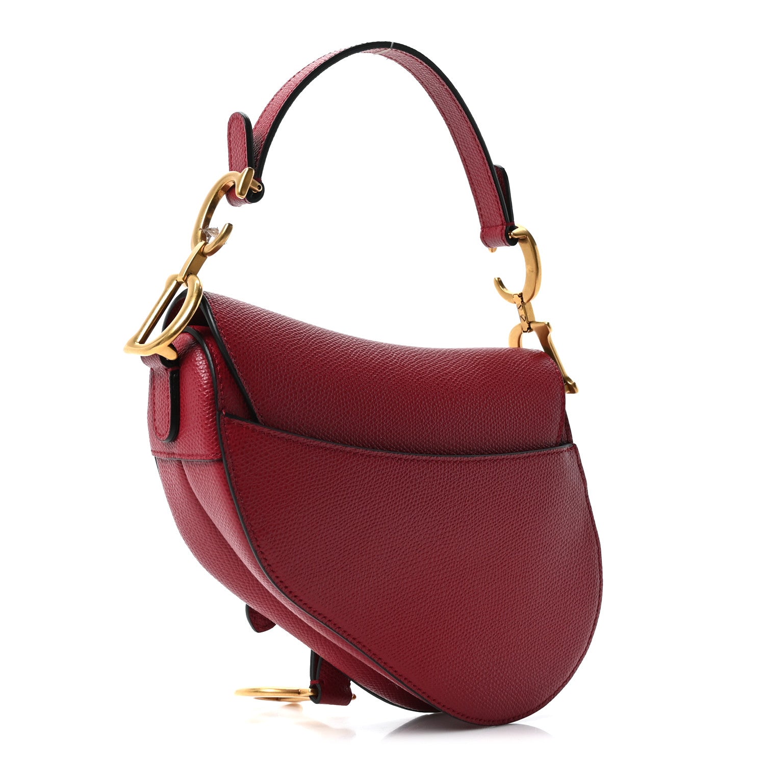 Christian Dior Grained Calfskin Mini Saddle Bag Red