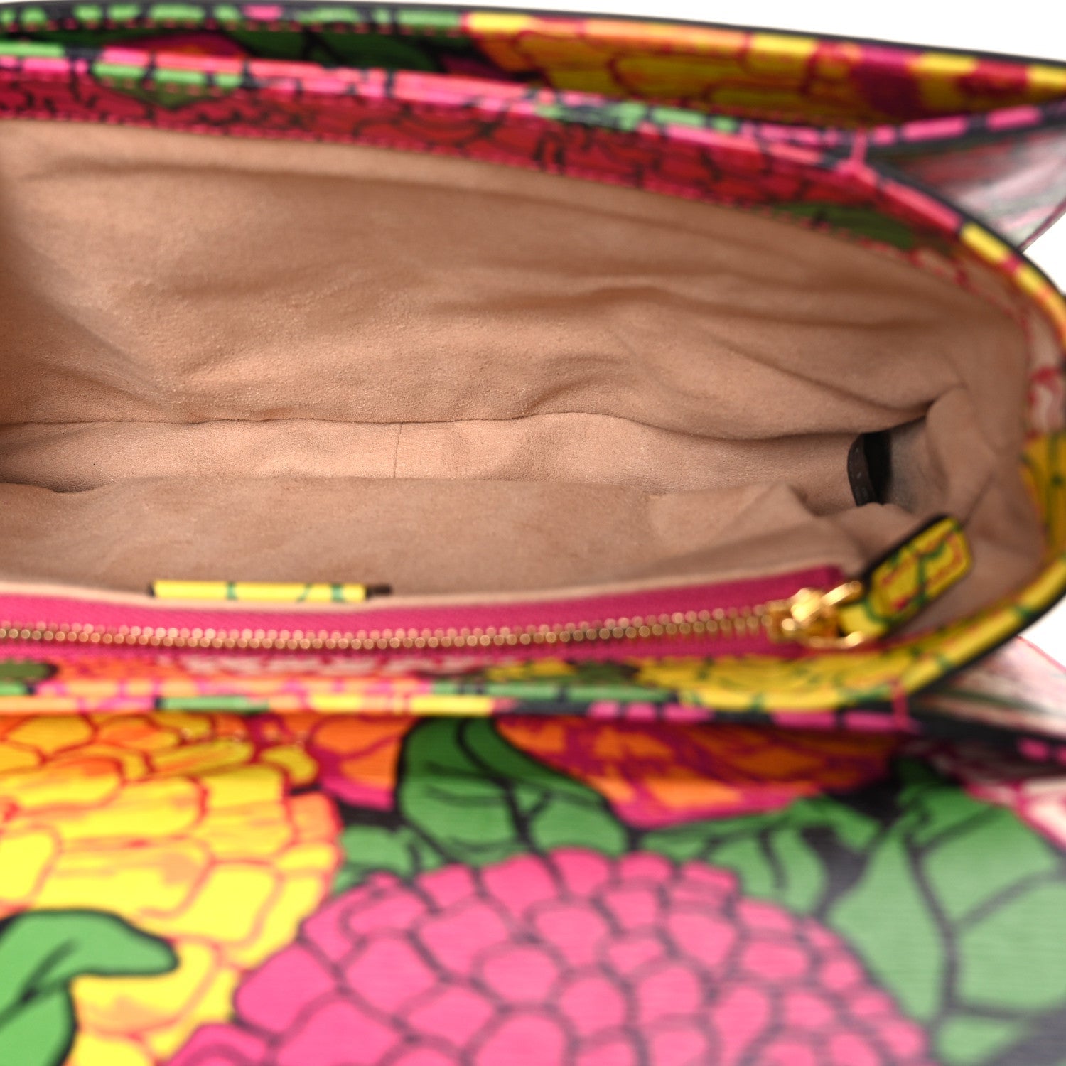 Gucci X KEN SCOTT New Shangai Calfskin Pomponica Print Horsebit 1955 Shoulder Bag Multicolor Fuxia Pompon