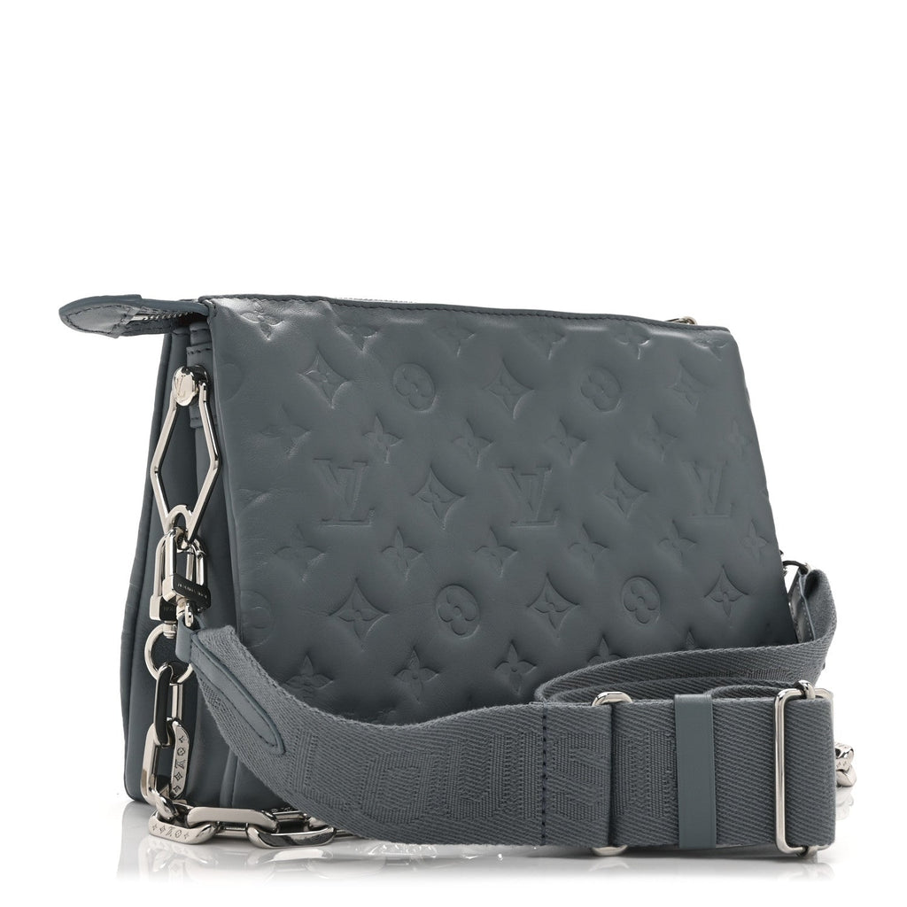 Louis Vuitton Lambskin Embossed Monogram Coussin PM Blue Glacier