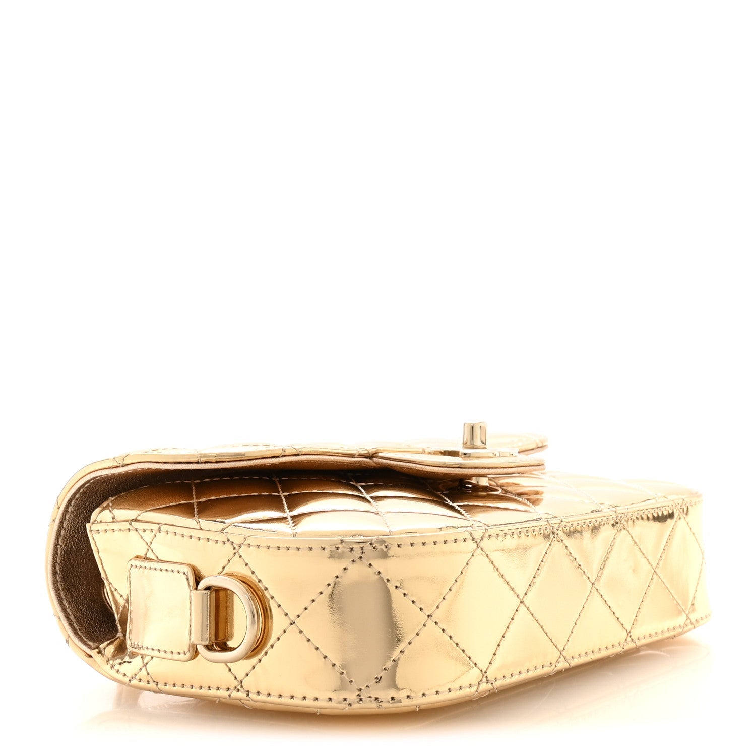Chanel Mirror Calfskin Metallic Calfskin Quilted Hollywood Boulevard Mini Flap Gold
