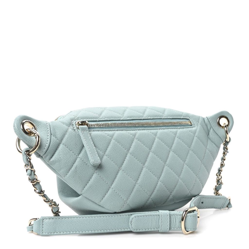 Chanel Caviar Quilted Filigree Waist Bag Light Blue