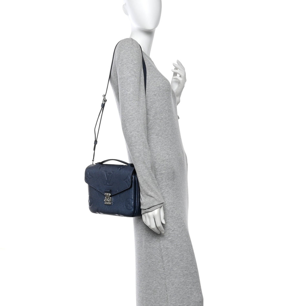 Louis Vuitton Metallic Empreinte Monogram Giant Pochette Metis Navy Nacre