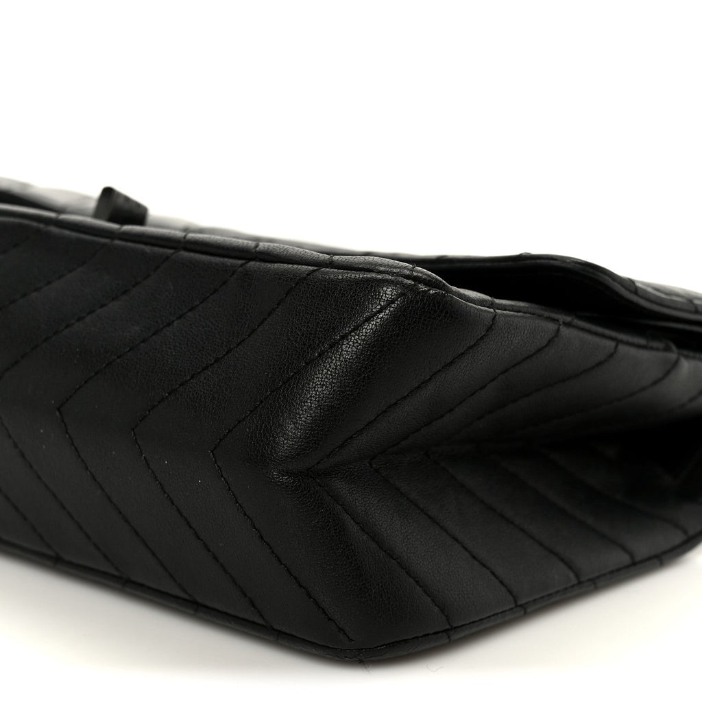 Chanel Sheepskin Chevron Quilted 2.55 Reissue 225 Double Flap So Black