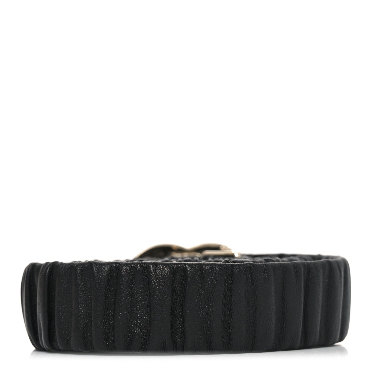 Lambskin Ruched CC Belt 80 32 Black