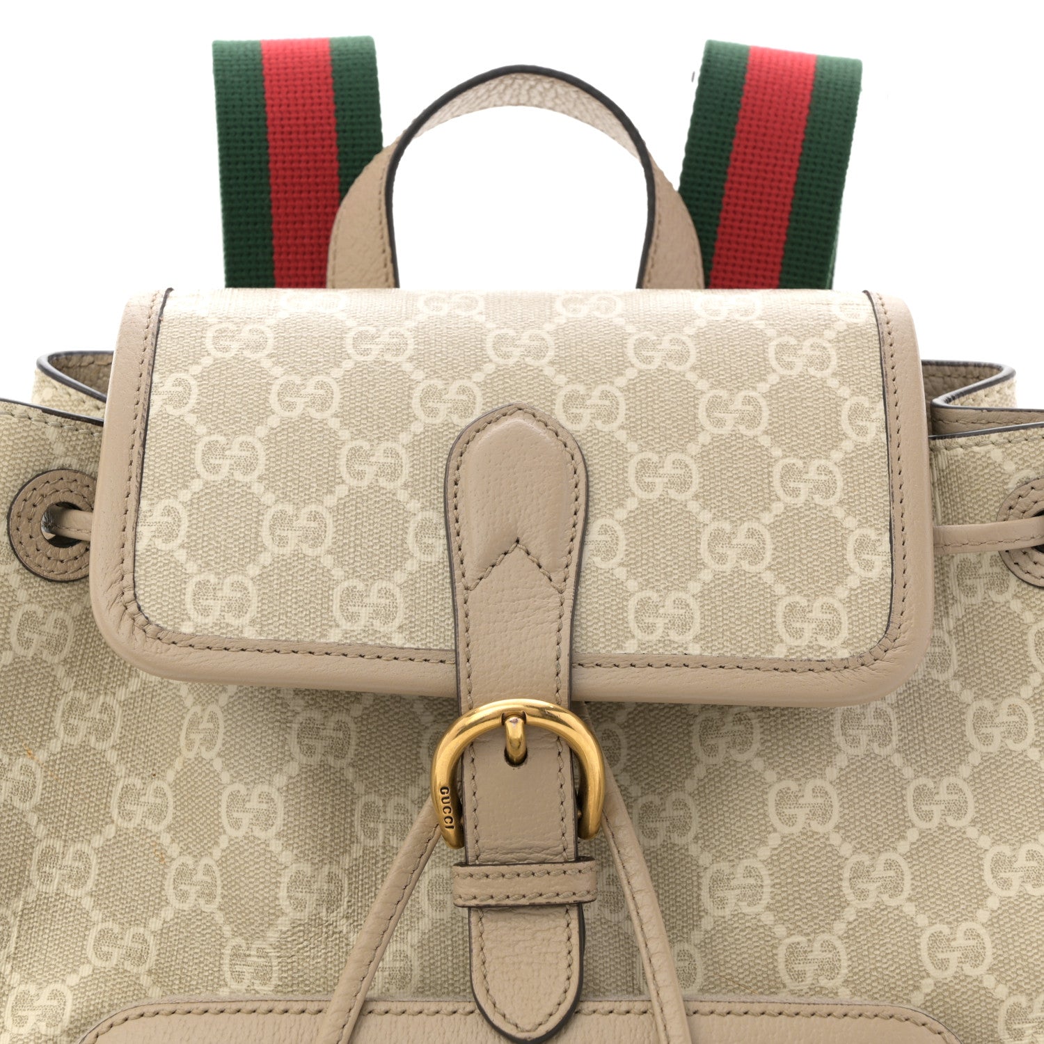 Gucci GG Supreme Monogram Azalea Calfskin Retro Interlocking G Buckle Backpack Beige Mystic White