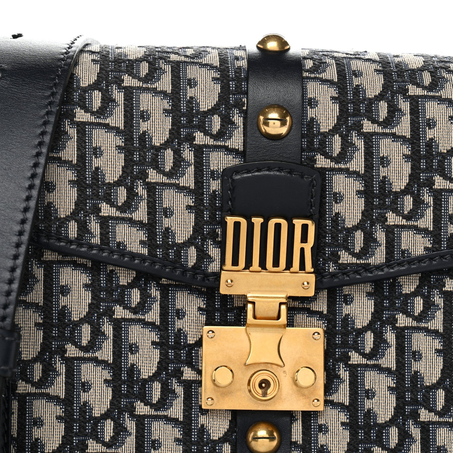 Christian Dior Oblique Square DiorAddict Flap Navy Blue