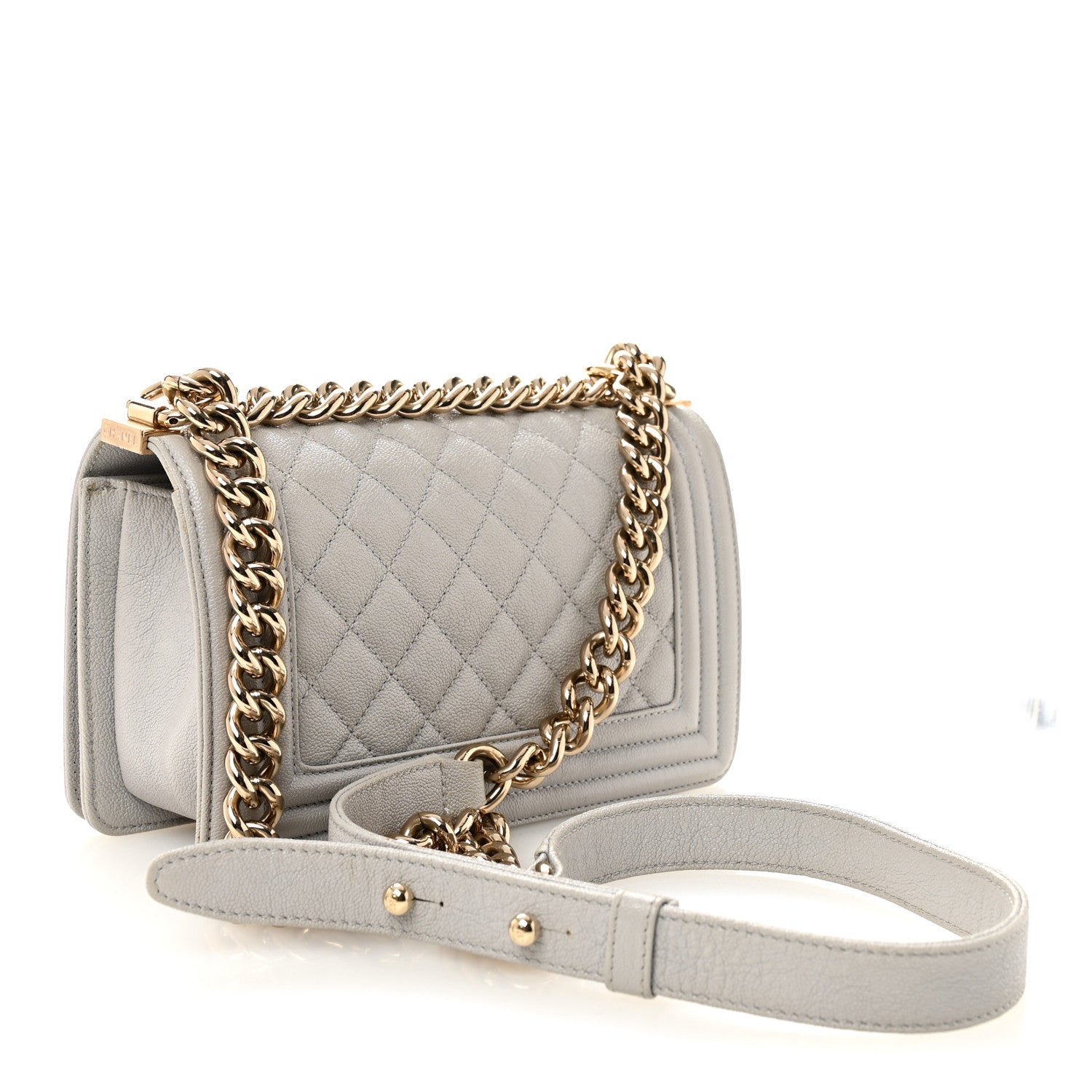 Chanel Caviar Quilted Small Boy Flap Light Grey