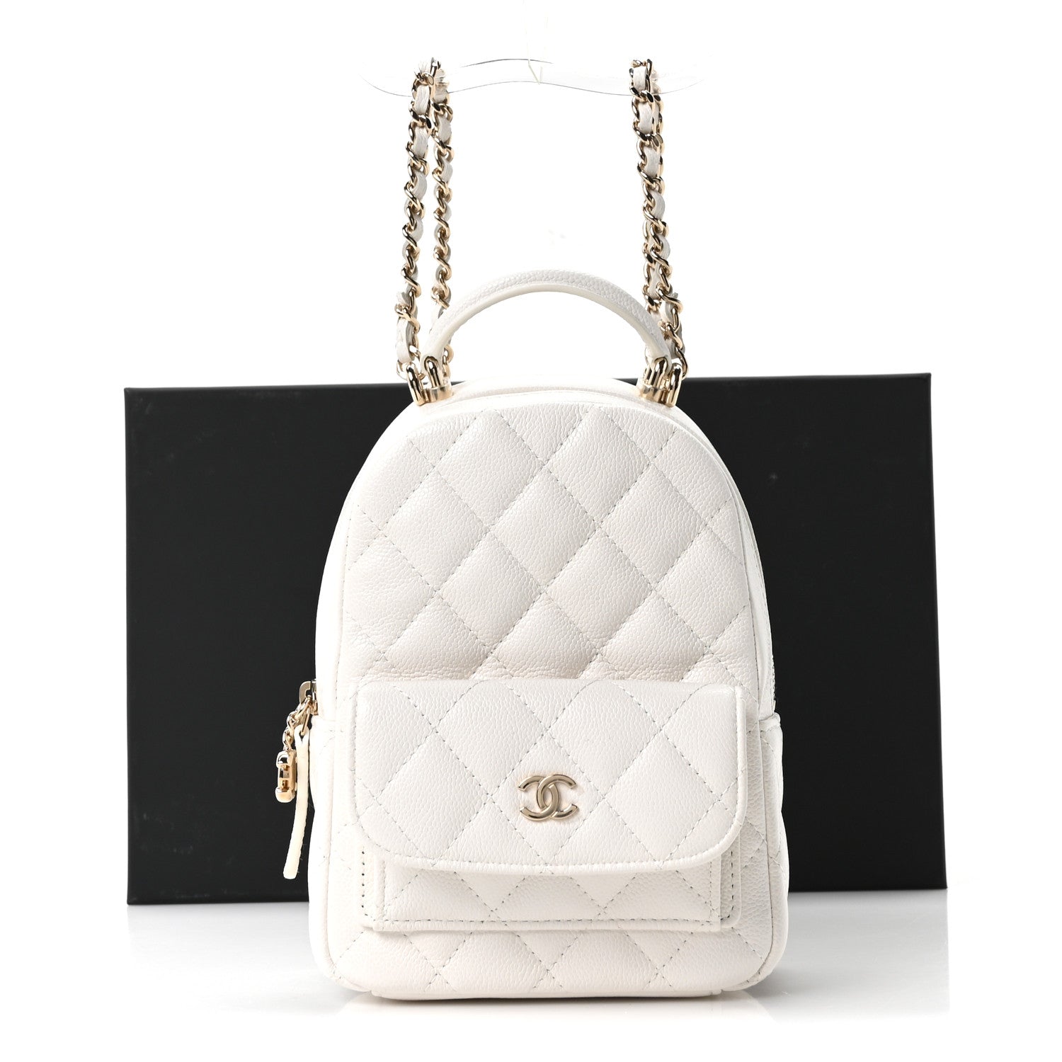 Chanel Caviar Quilted CC Mini Classic Backpack White