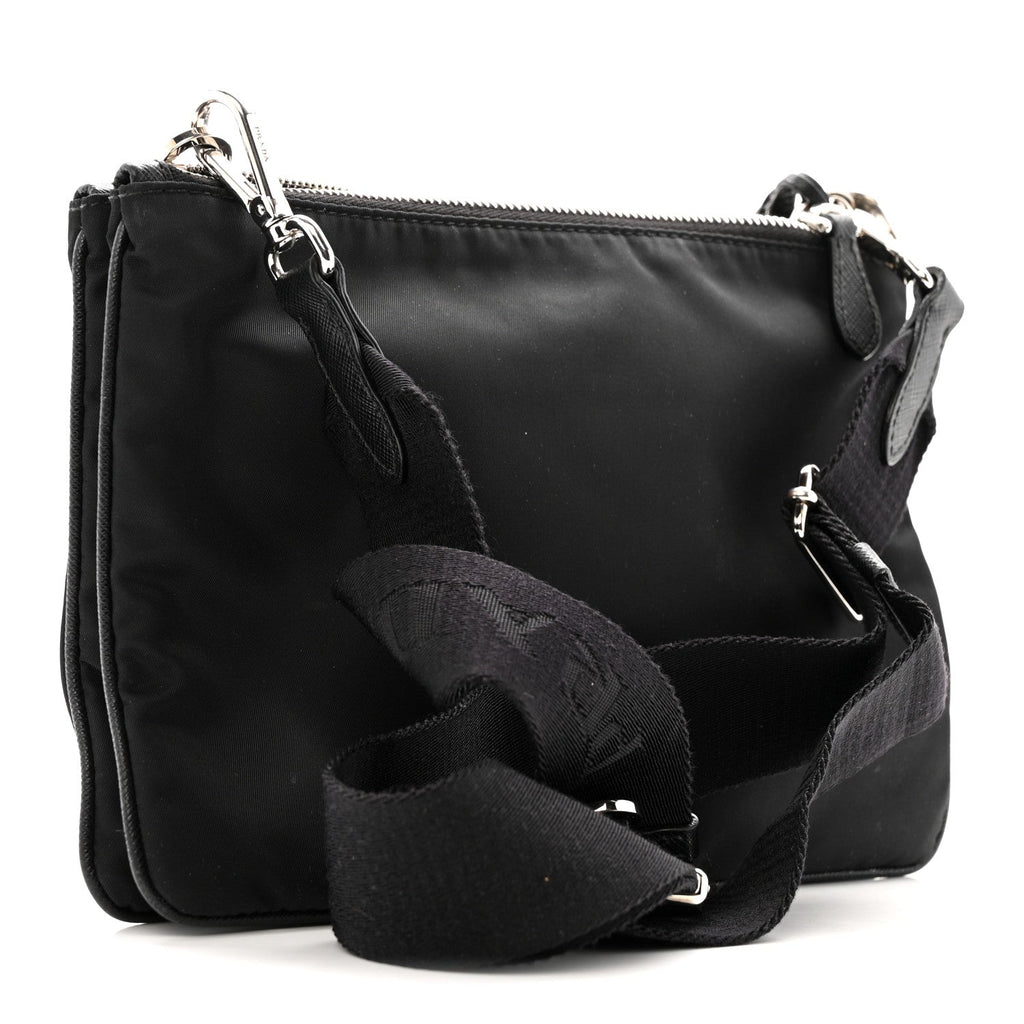 Prada Re-Nylon Saffiano Re-Edition 2000 Double Zip Crossbody Bag Black