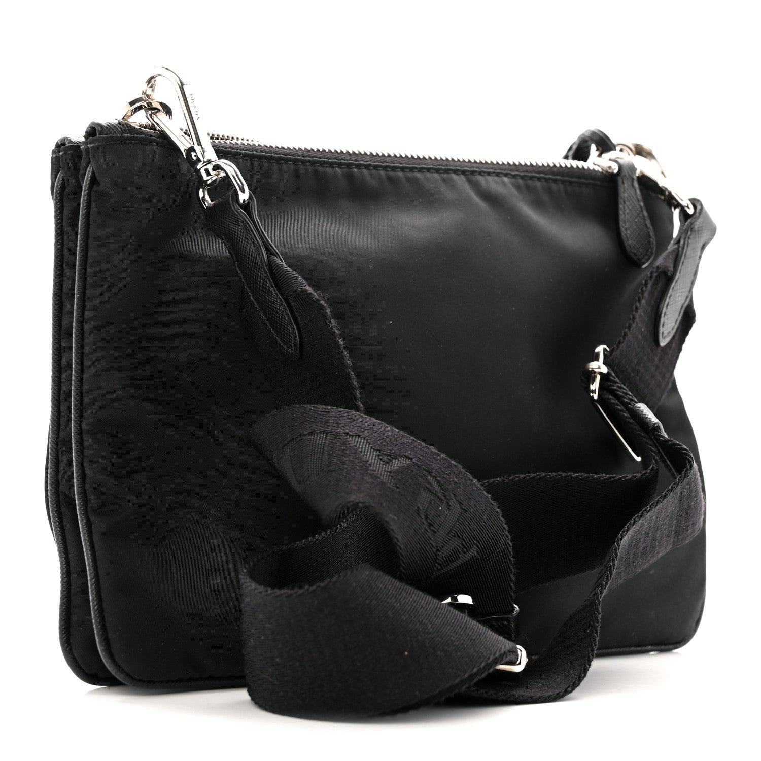 Prada Re-Nylon Saffiano Re-Edition 2000 Double Zip Crossbody Bag Black