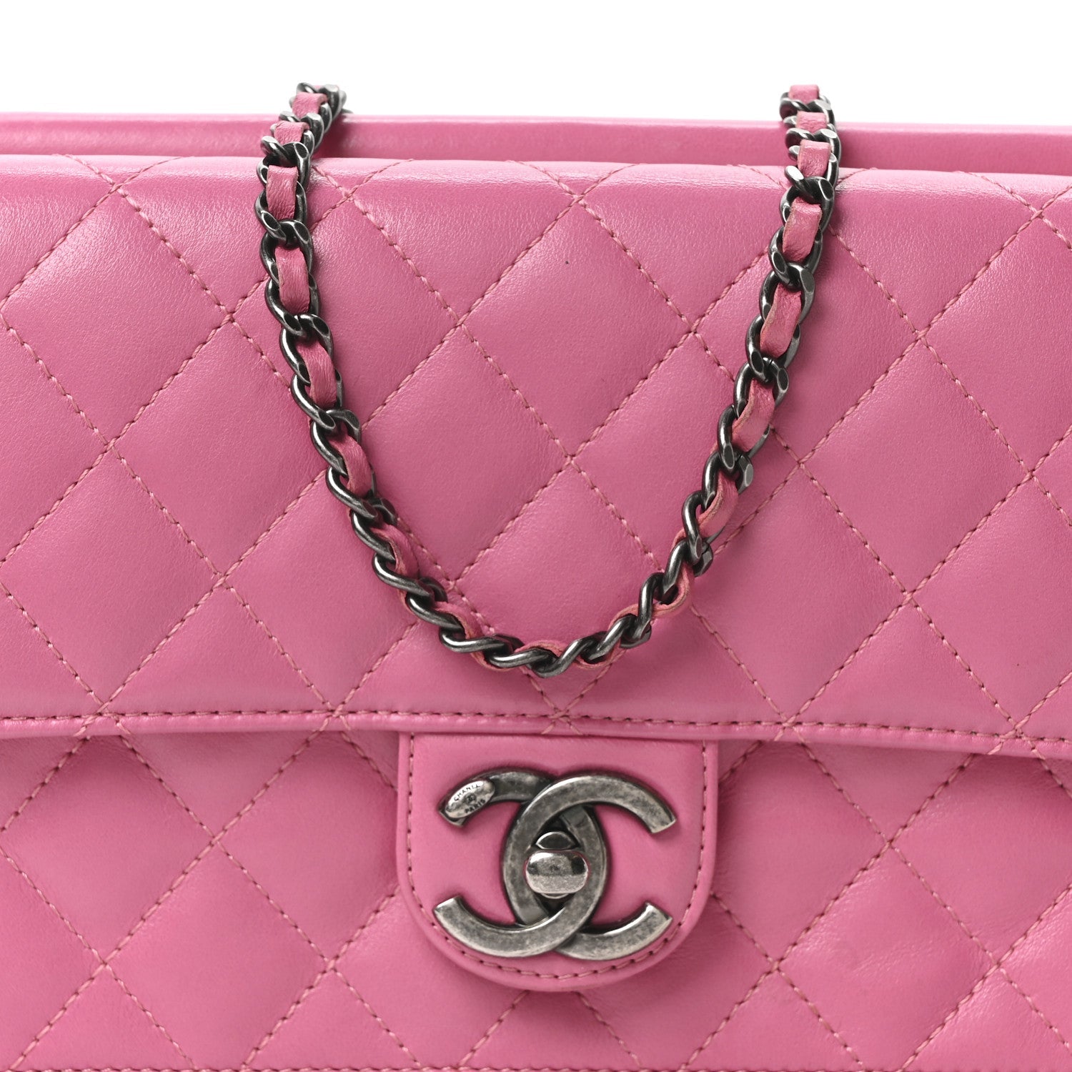 Chanel Lambskin Quilted Medium Crossing Times Flap Pink