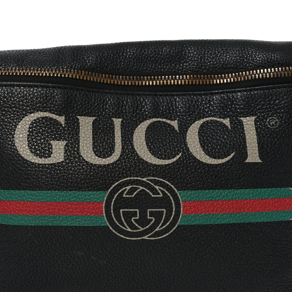 Gucci Grained Calfskin Small Logo Belt Bag Black