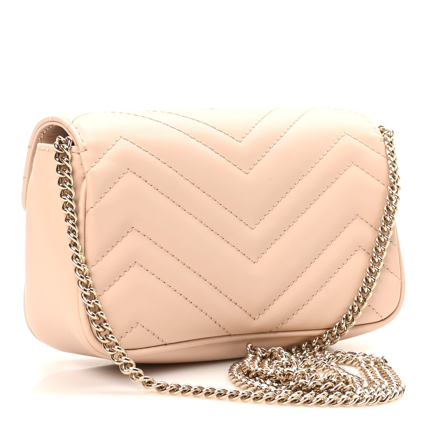Gucci Calfskin Matelasse Super Mini GG Marmont Shoulder Bag Porcelain Rose