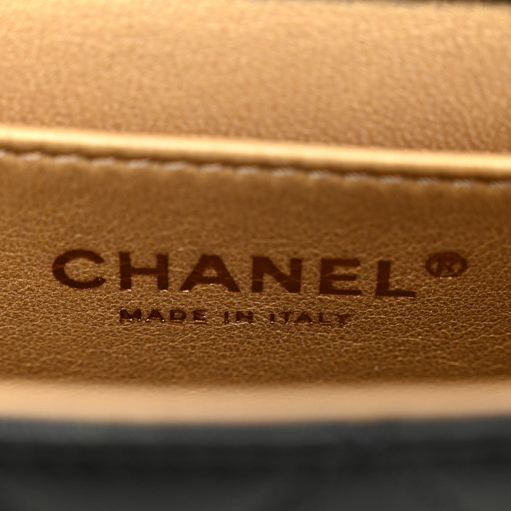 Chanel Goatskin Quilted Chic Pearls Flap Black
