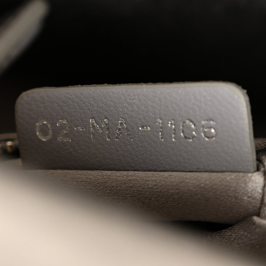 Christian Dior Satin Crystal Cannage Mini Lady Dior Gray