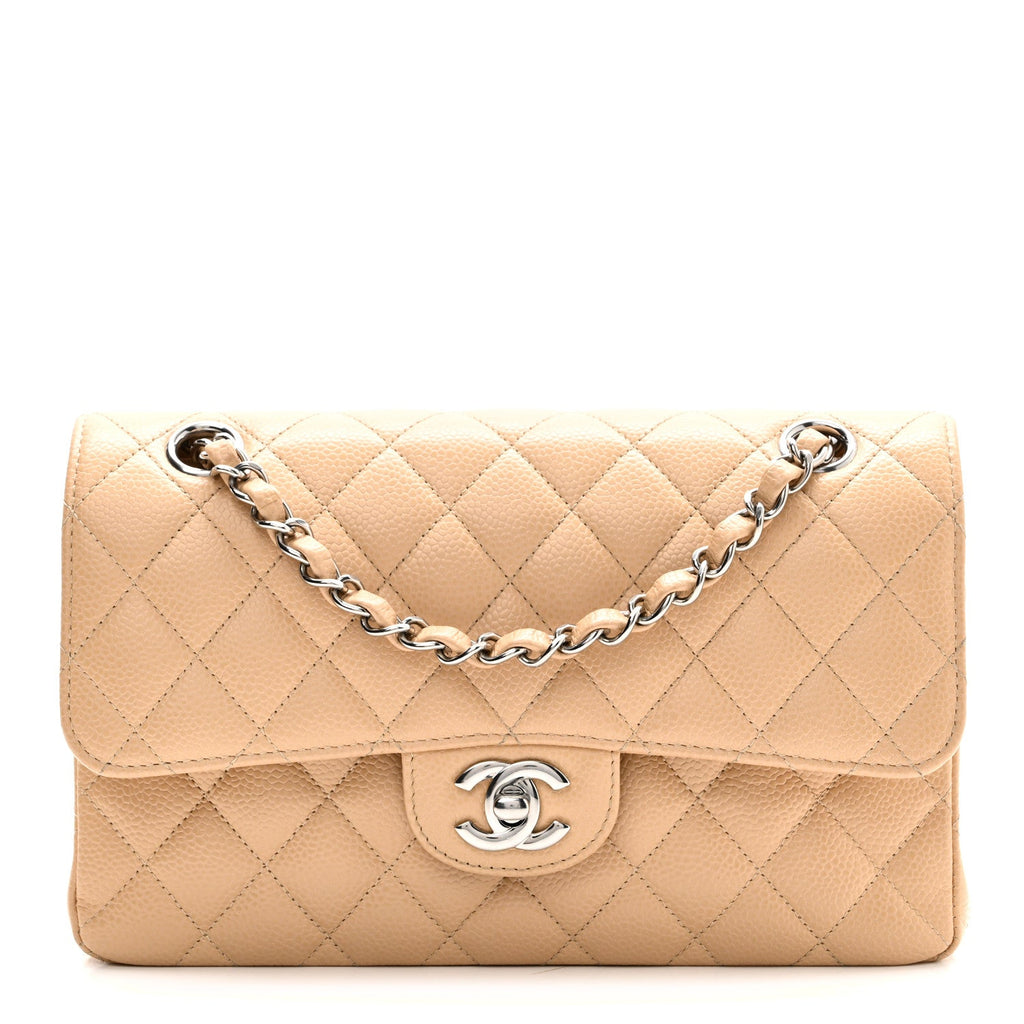 Chanel Caviar Quilted Small Double Flap Beige