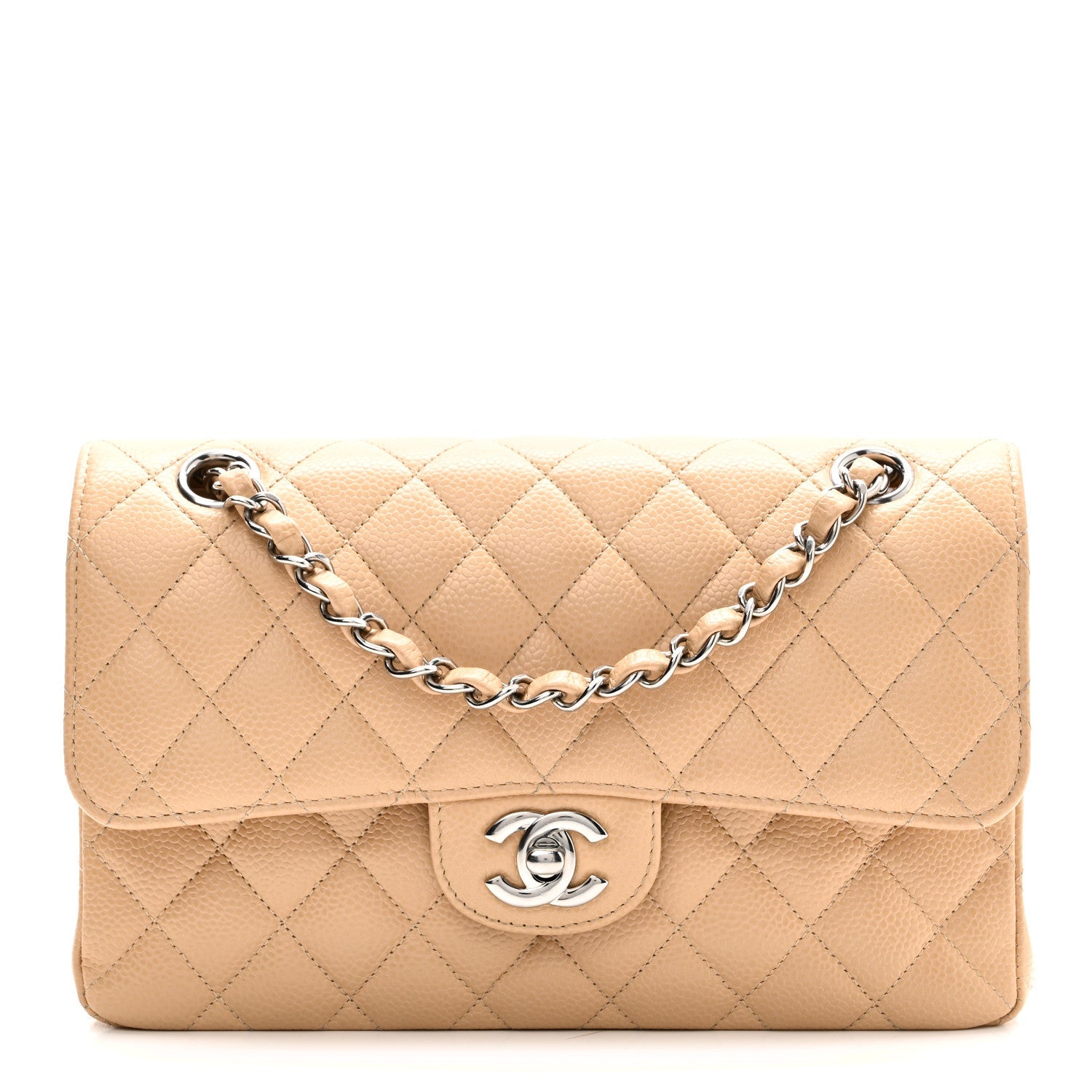 Chanel Caviar Quilted Small Double Flap Beige