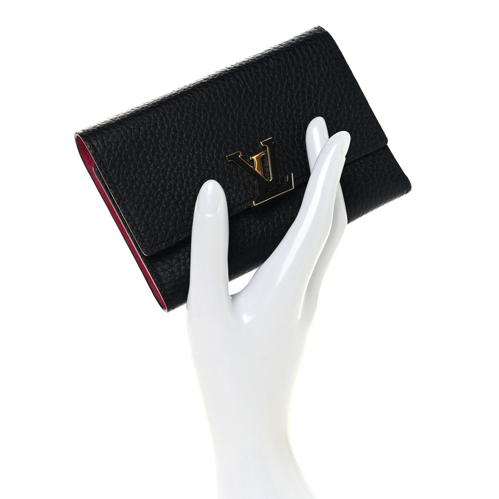 Louis Vuitton Taurillon Capucines Compact Wallet Black