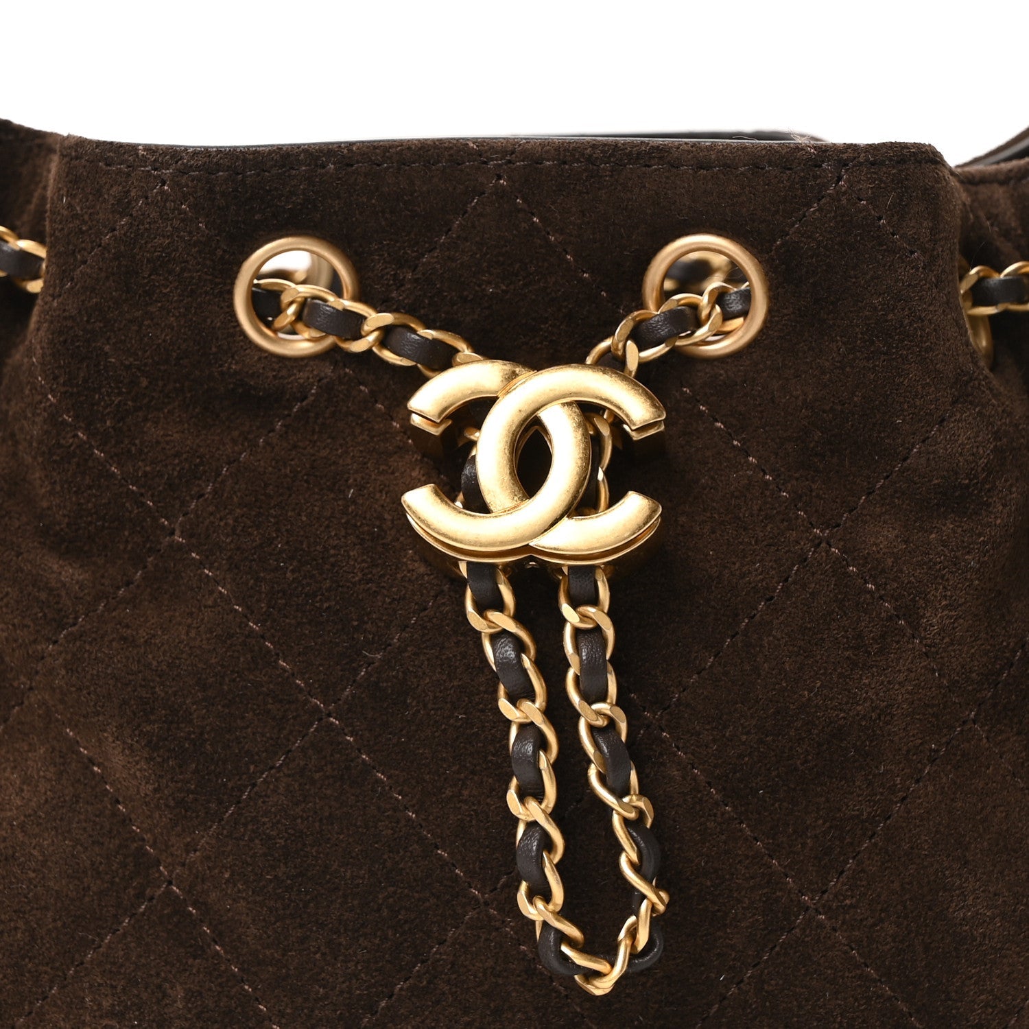 Chanel Suede Quilted Mini Chanel 25 Handbag Dark Brown