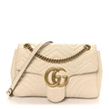 Gucci Calfskin Matelasse Medium GG Marmont Shoulder Bag White