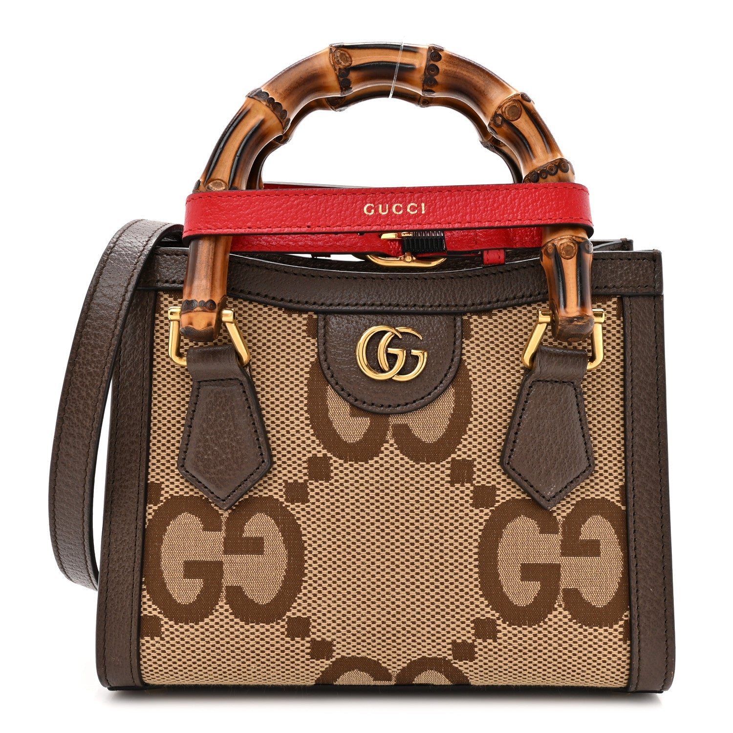 Gucci Monogram Jumbo GG Textured Dollar Calfskin Mini Diana Tote Bag Camel Ebony New Acero Pomegranate Red
