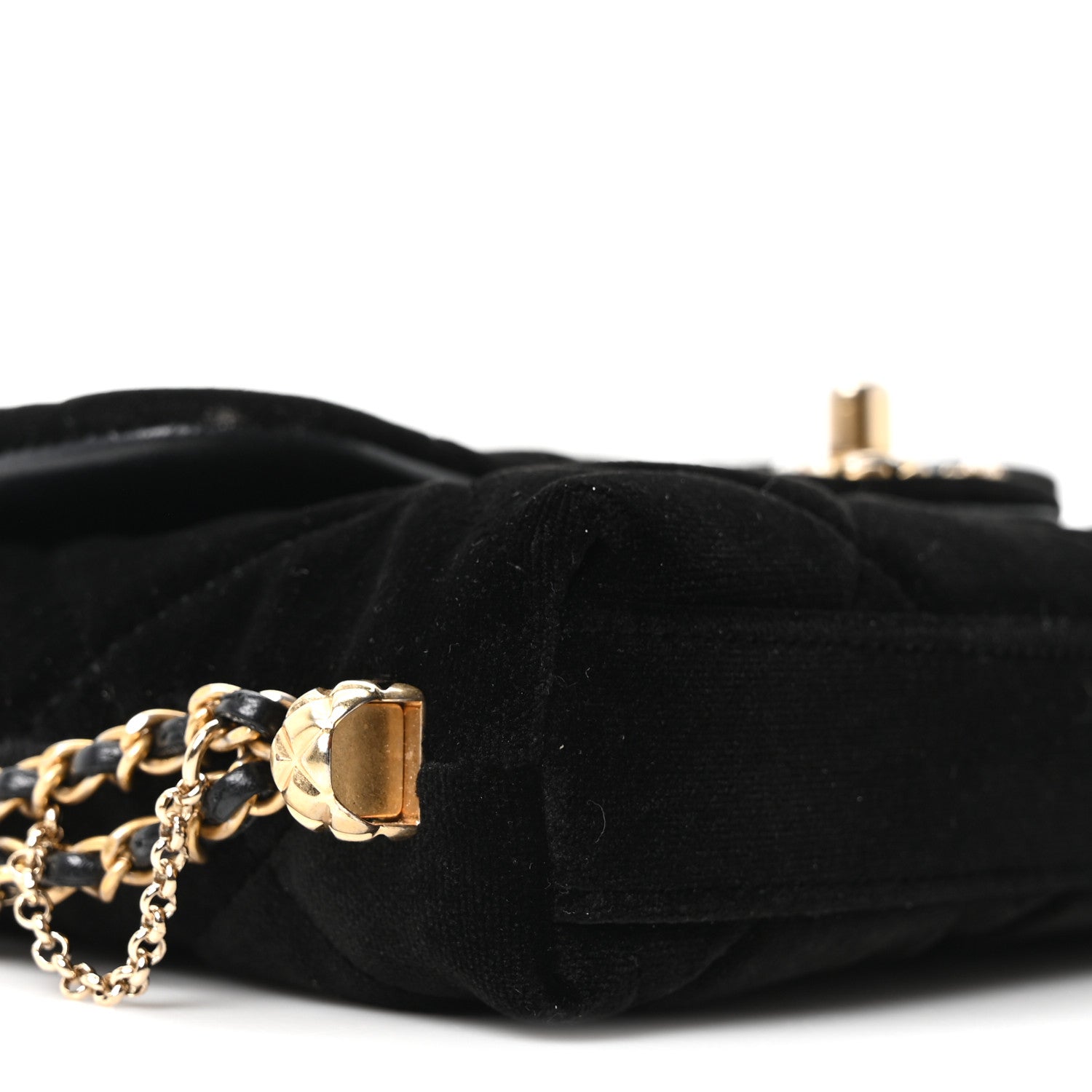 Chanel Velvet Quilted Crush On Chains Flap Bag Black