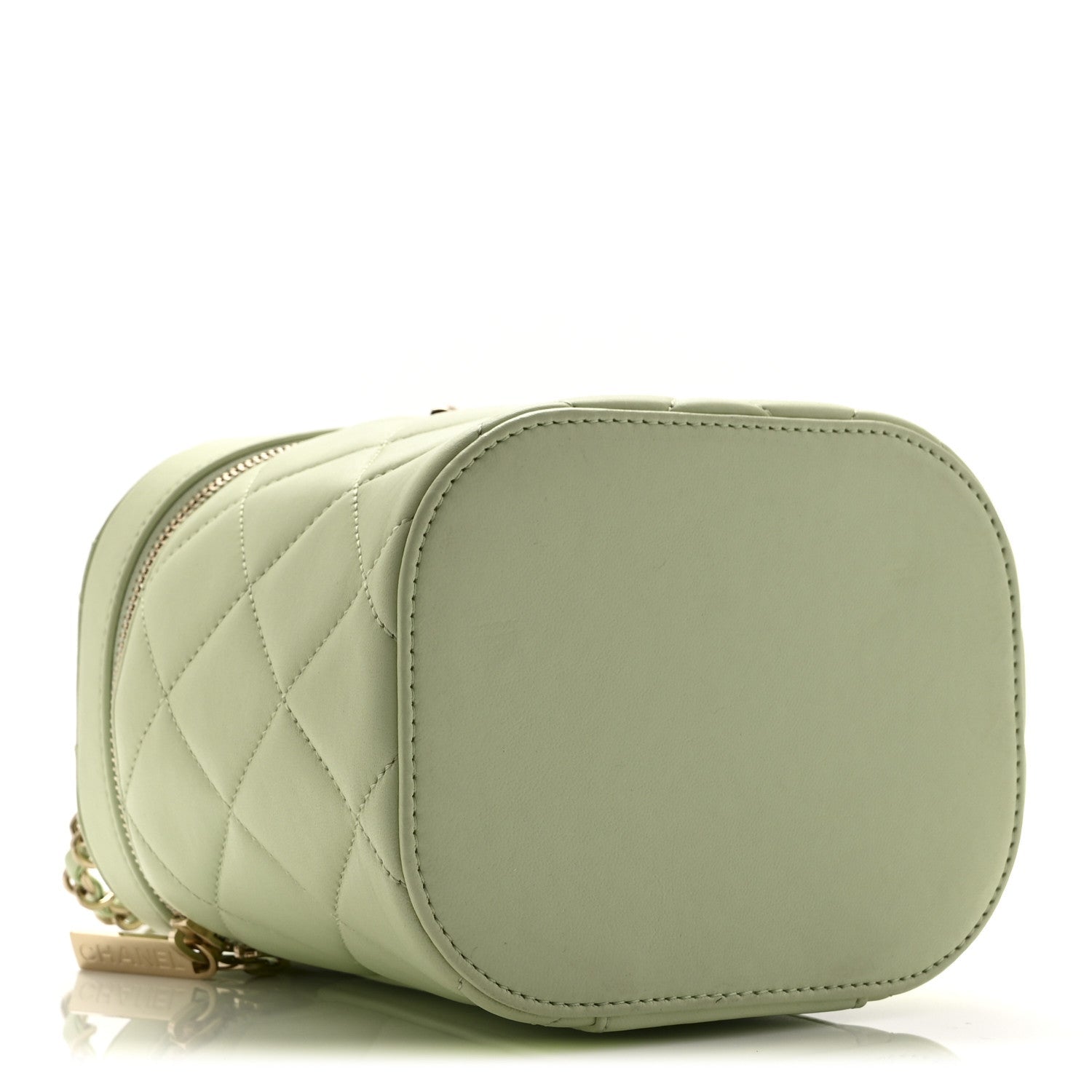 Chanel Lambskin Quilted Trendy Vanity Case Sea Green