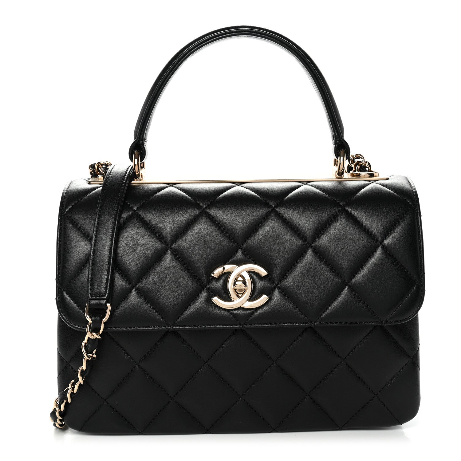 Chanel Lambskin Quilted Small Trendy CC Dual Handle Flap Bag Black