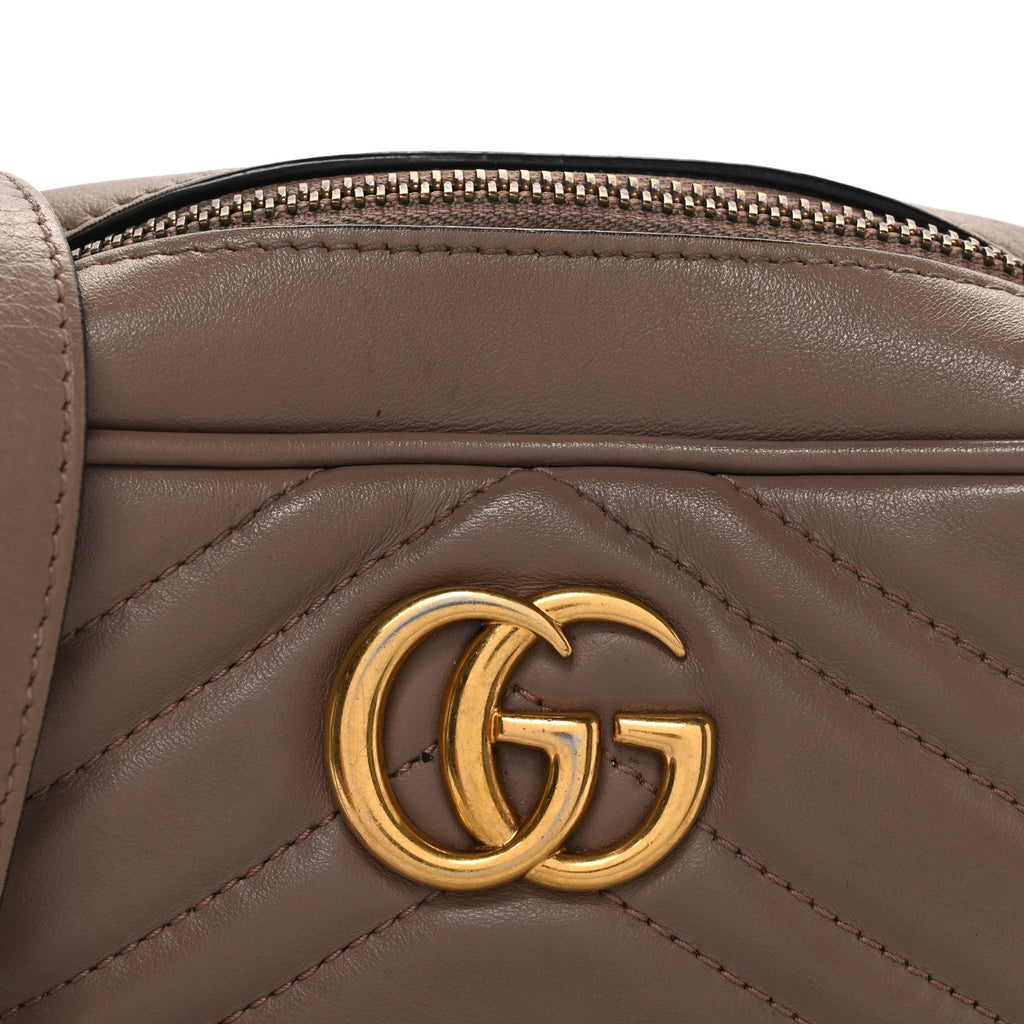 Gucci Calfskin Matelasse Mini GG Marmont Chain Shoulder Bag Porcelain Rose