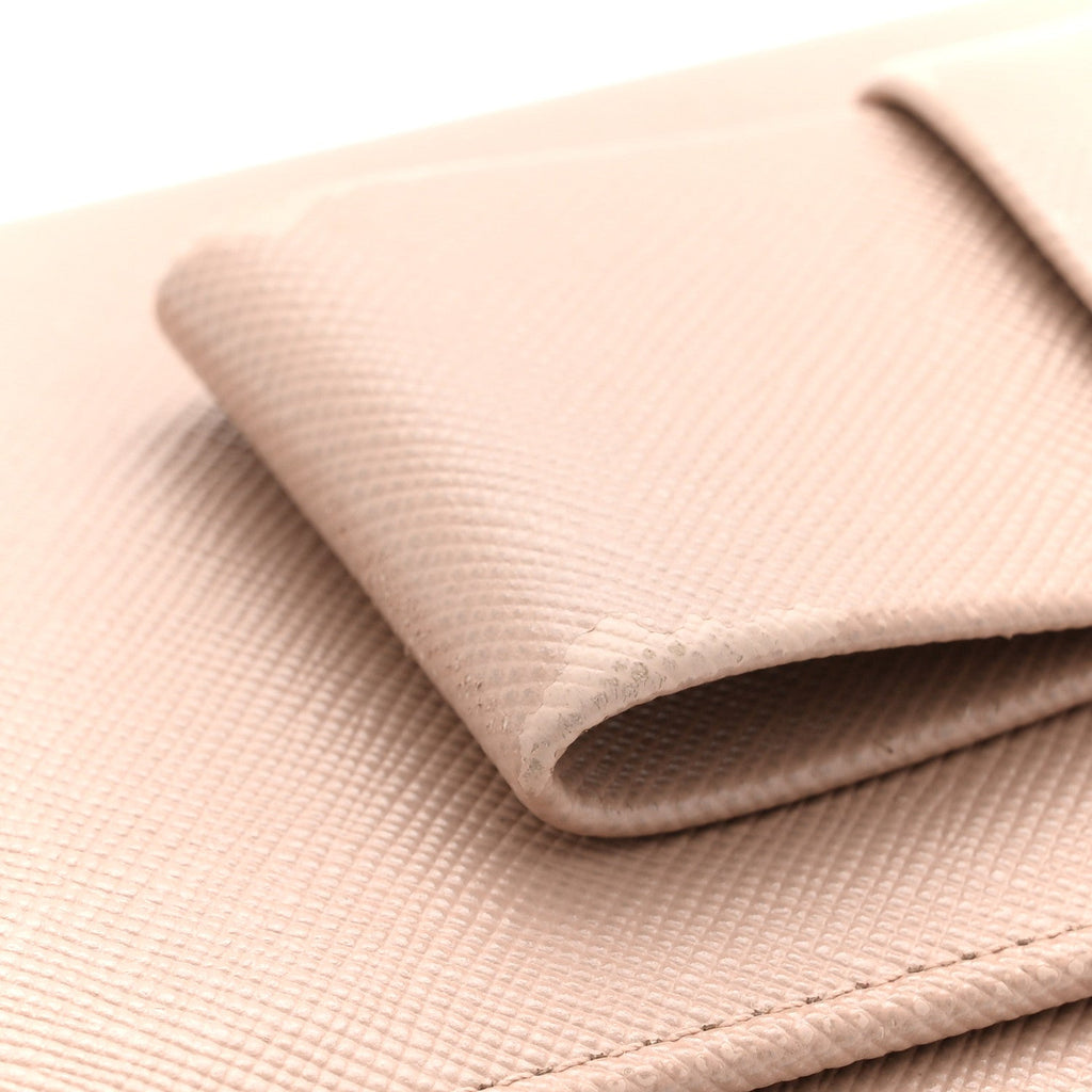 Prada Saffiano Fiocco Bow Continental Wallet Cammeo