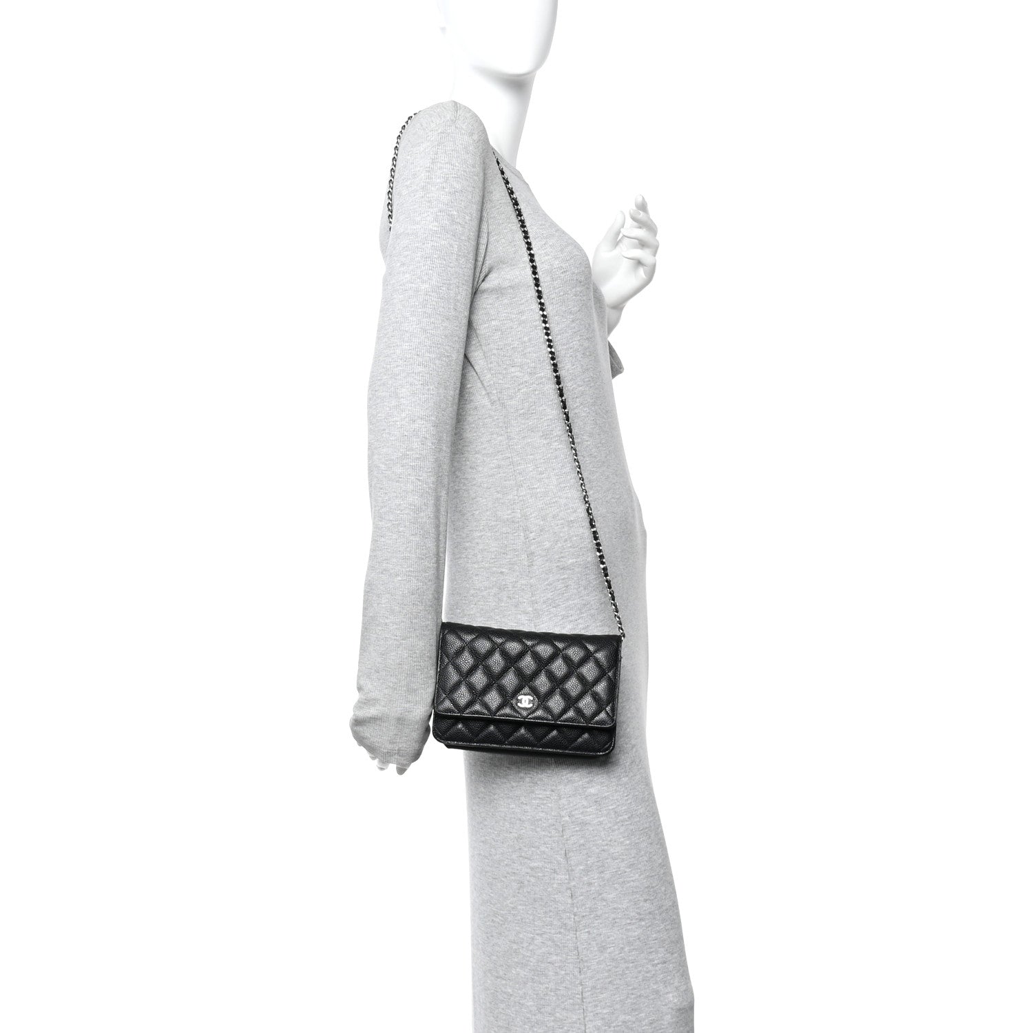 Chanel Caviar Quilted Wallet on Chain WOC Black