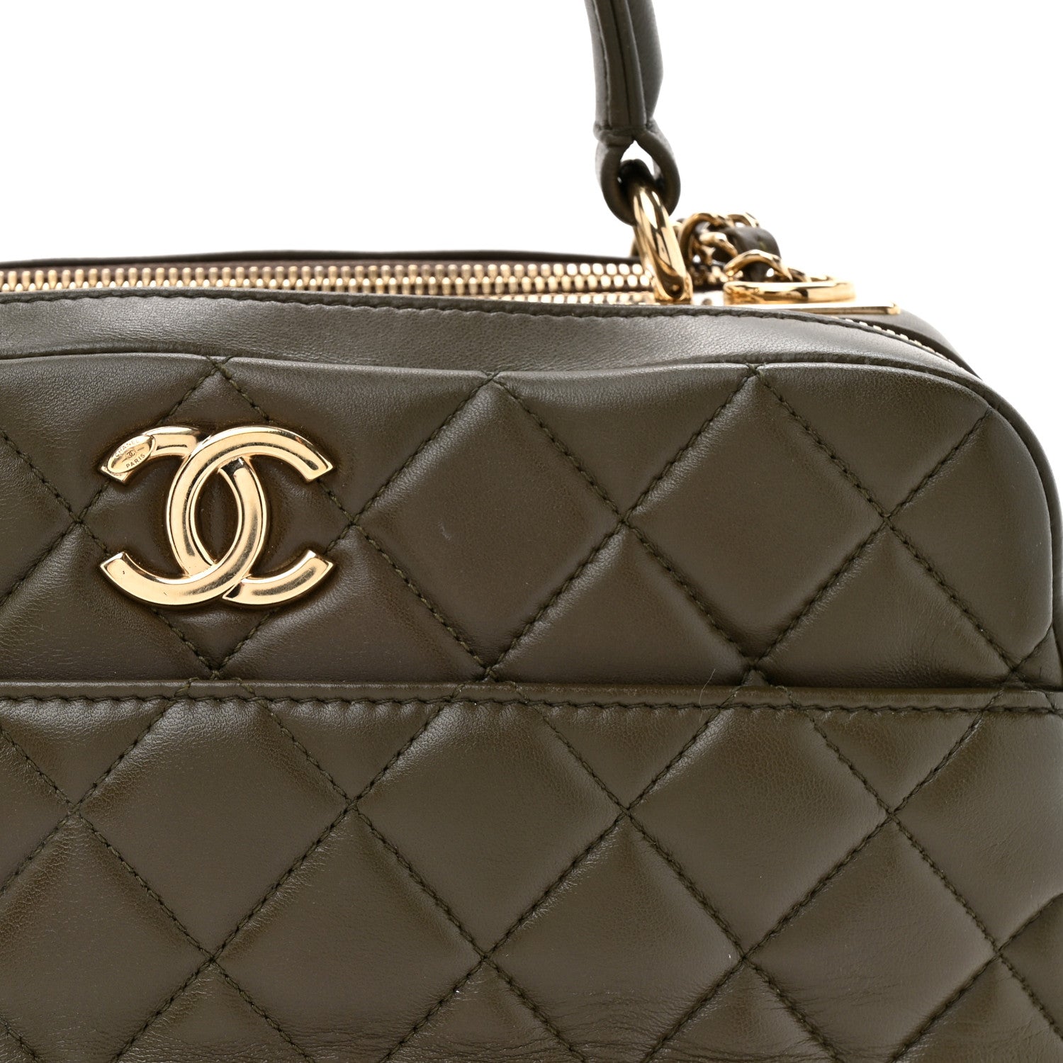 Chanel Lambskin Quilted Medium Trendy CC Bowling Bag Dark Khaki