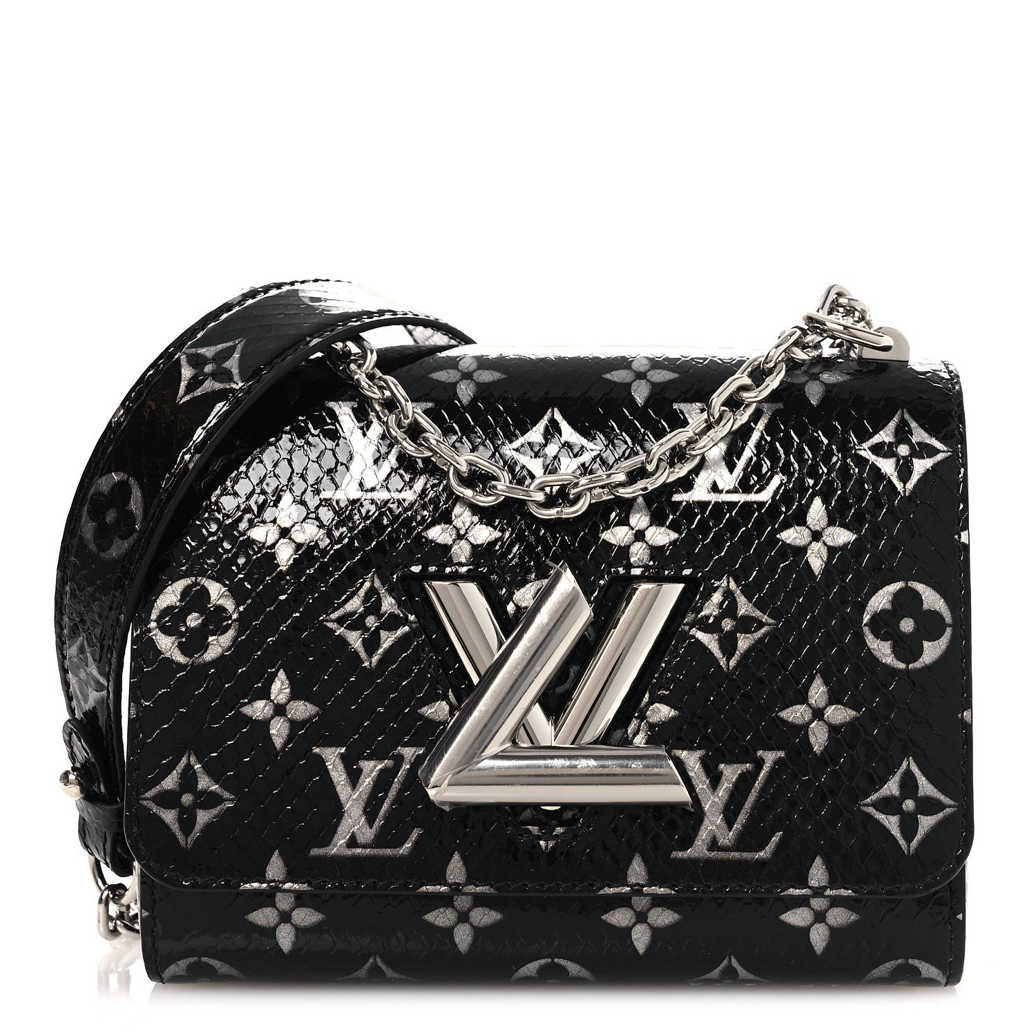 Louis Vuitton Snakeskin Monogram Twist Shoulder Bag PM Black