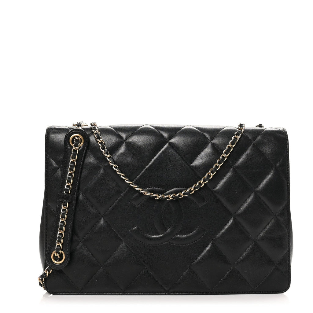 Chanel Lambskin Quilted Large Diamond CC Flap Black