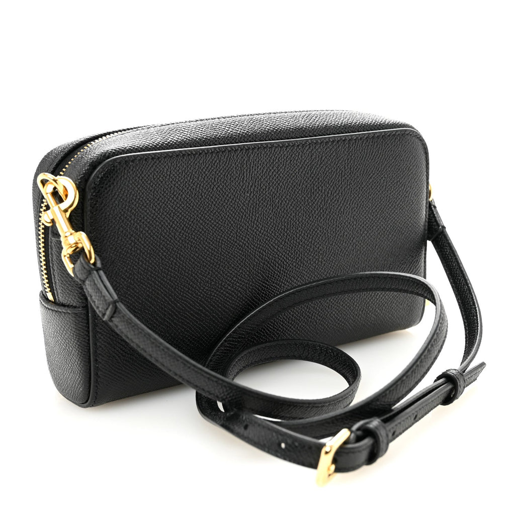 Christian Dior Grained Calfskin Caro Double Pouch Black
