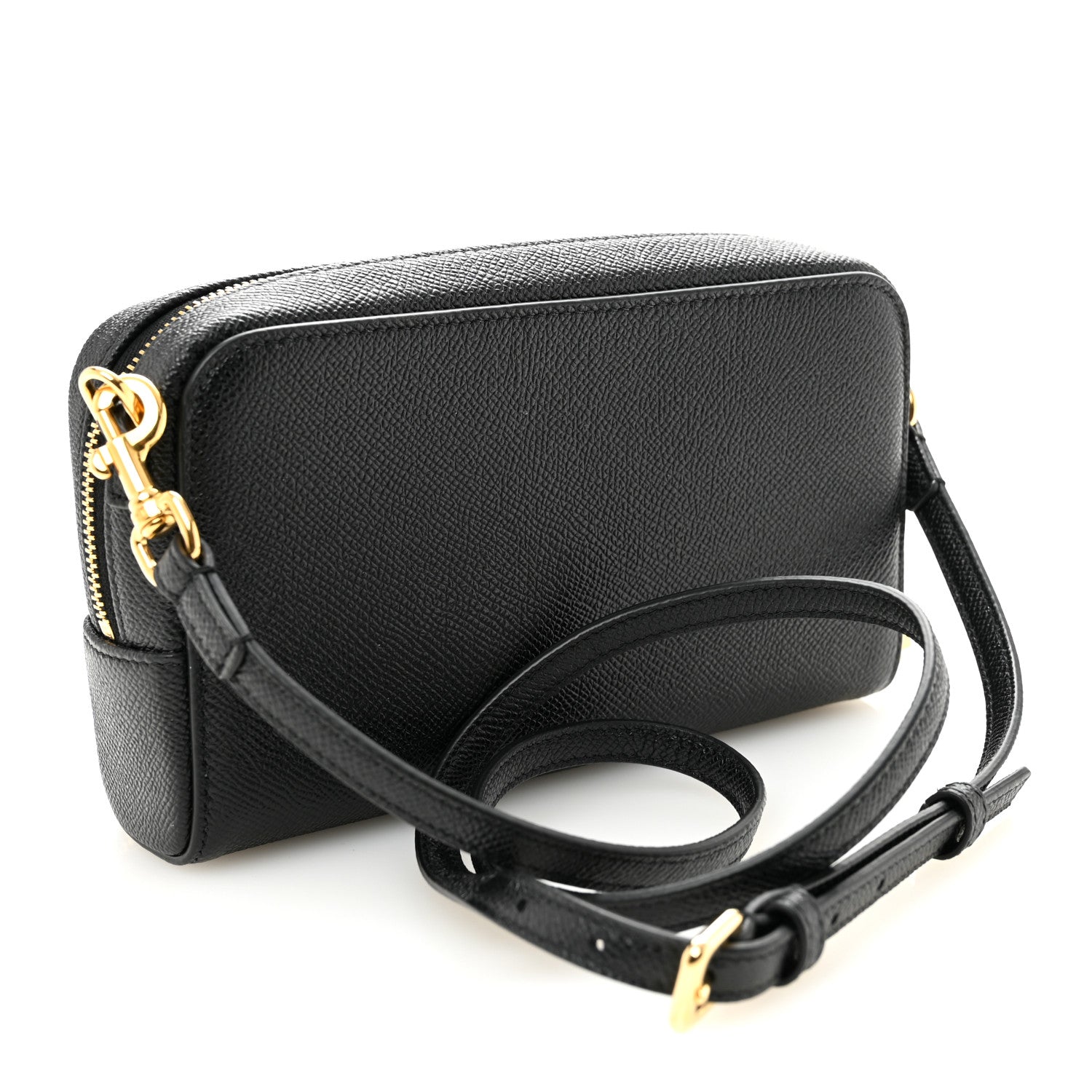 Christian Dior Grained Calfskin Caro Double Pouch Black