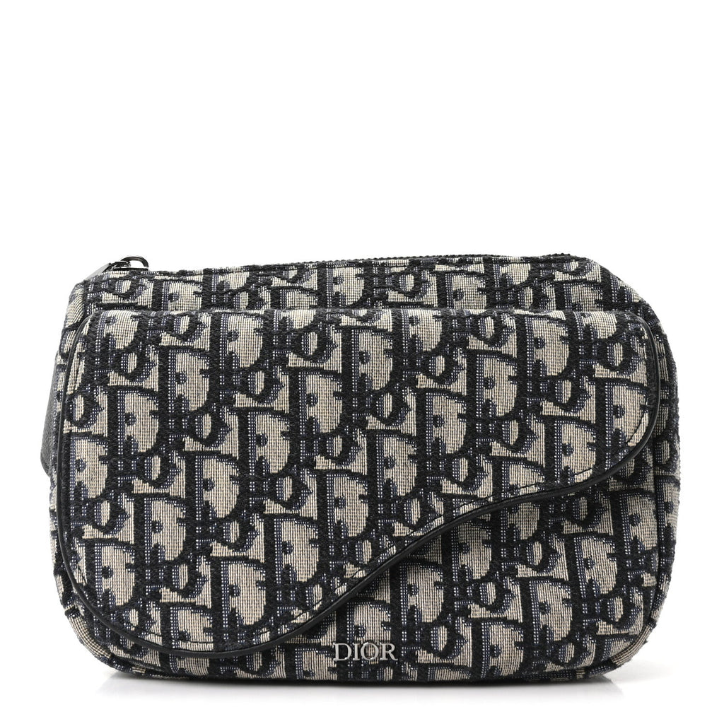 Christian Dior Oblique World Tour Saddle Belt Bag Beige Black