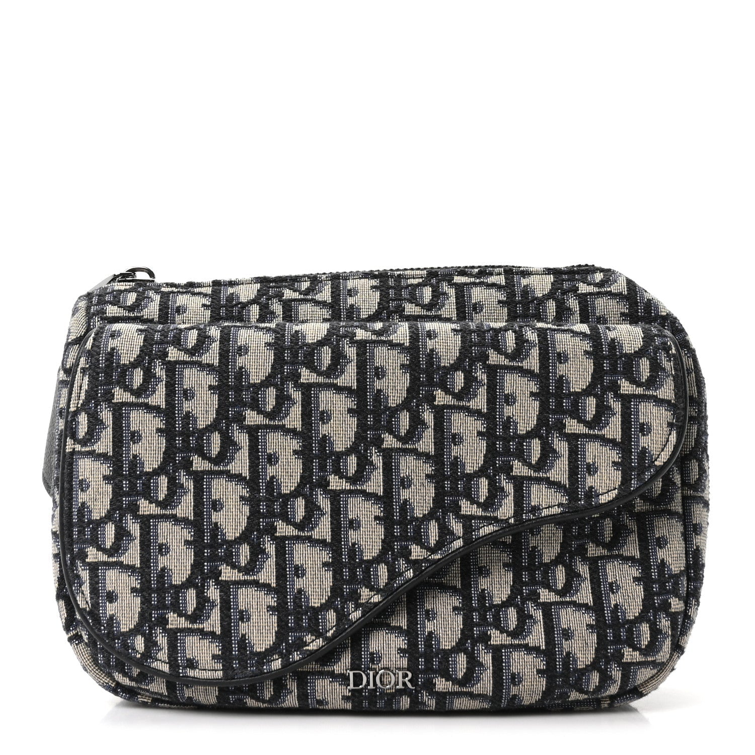 Christian Dior Oblique World Tour Saddle Belt Bag Beige Black