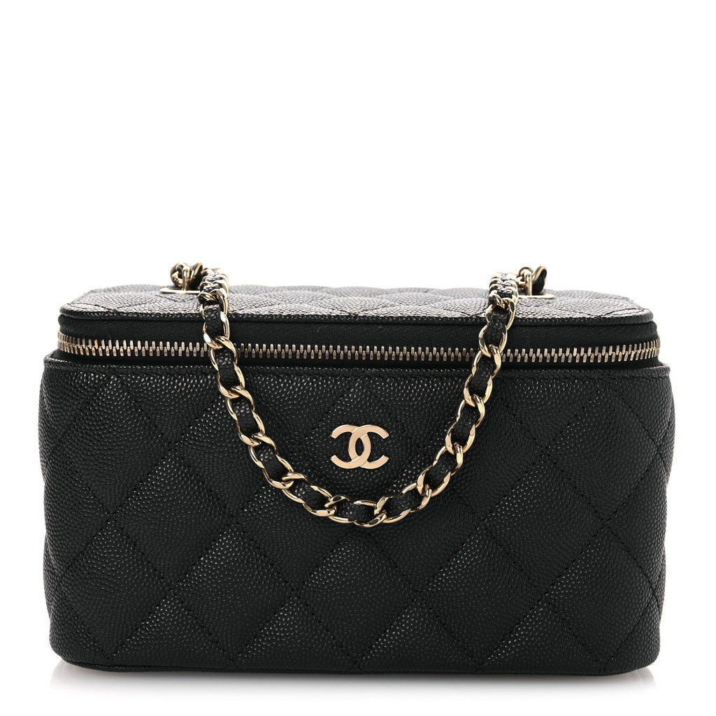 Chanel Caviar Quilted Small Vanity Case With Chain Black