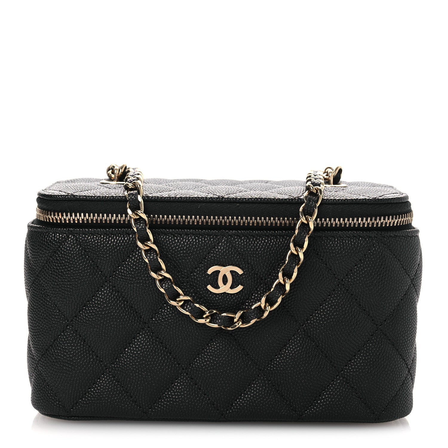 Chanel Caviar Quilted Small Vanity Case With Chain Black