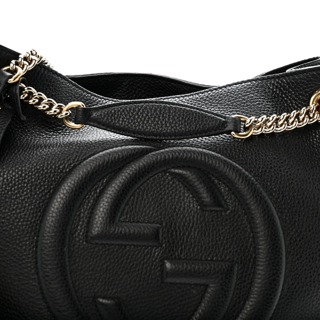 Gucci Pebbled Calfskin Medium Soho Chain Shoulder Bag Black