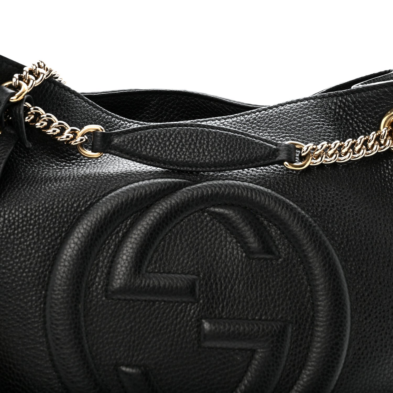 Gucci Pebbled Calfskin Medium Soho Chain Shoulder Bag Black