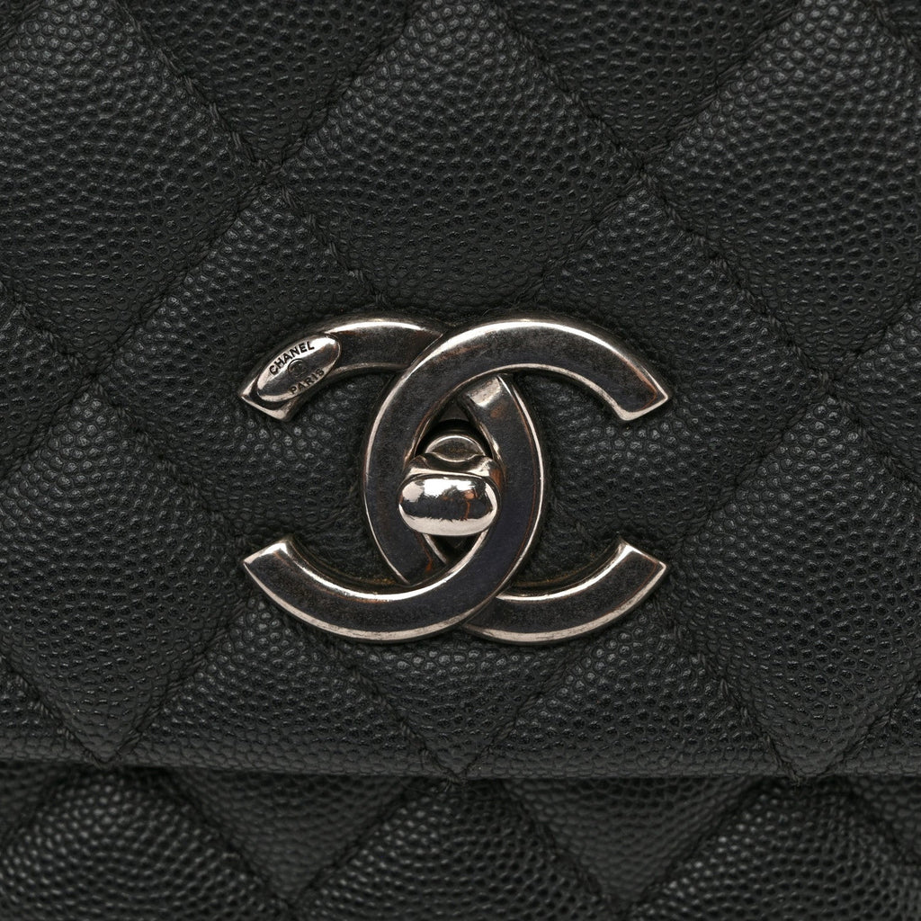 Chanel Caviar Lizard Embossed Quilted Small Coco Handle Flap Black