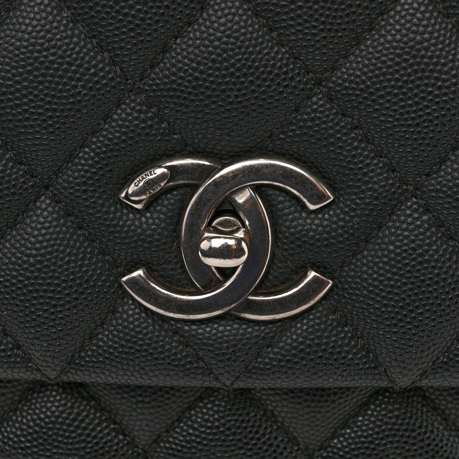 Chanel Caviar Lizard Embossed Quilted Small Coco Handle Flap Black