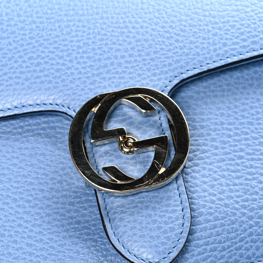 Gucci Dollar Calfskin Small Interlocking G Shoulder Bag Mineral Blue