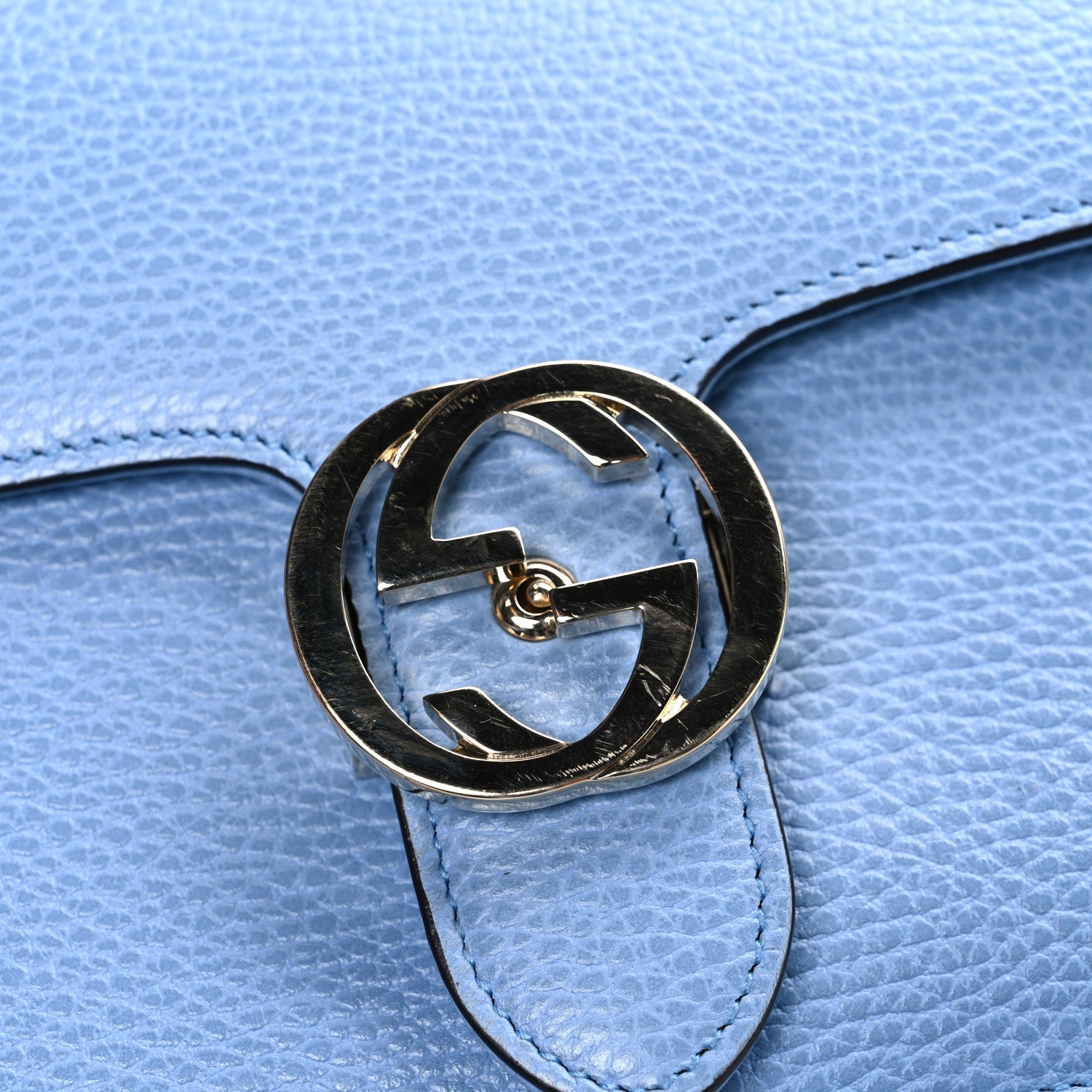 Gucci Dollar Calfskin Small Interlocking G Shoulder Bag Mineral Blue